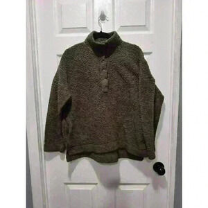 Aerie Sherpa Sweatshirt Pullover Teddy SweaterFleece Gorpcore Womens Small Green